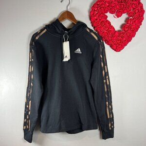 Adidas Womens Vibrant Print 3-Stripes Hoodie XS Black IL5872